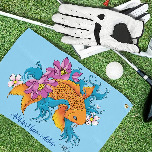 Koi Fish Lotus Cherry Blossoms Golf Towel (Creator Uploaded)