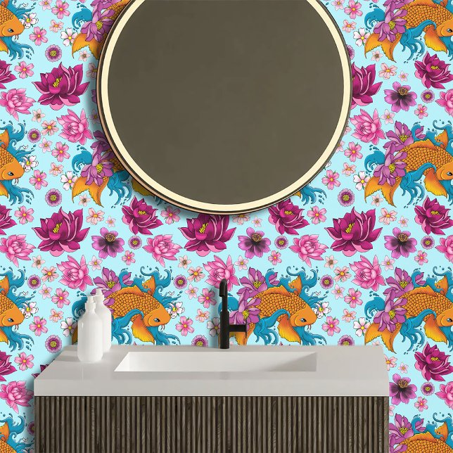 Koi Fish Lotus Cherry Blossoms Wallpaper (Creator Uploaded)