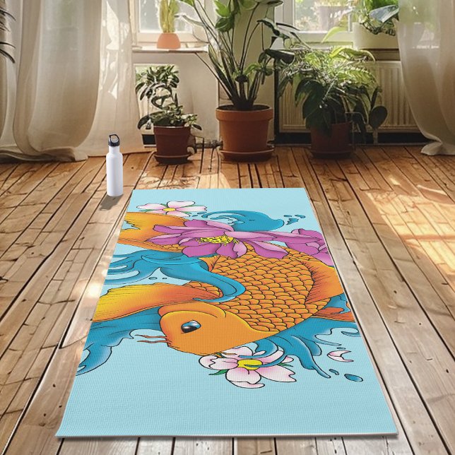Koi Fish Lotus Cherry Blossoms Yoga Mat (Creator Uploaded)