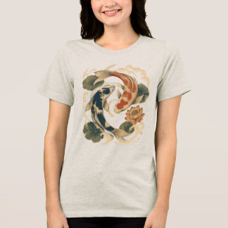 Koi Fish & Lotus Japanese-Inspired Nature T-Shirt Tri-Blend Shirt