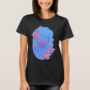 Koi Fish Lotus Water Lily Flower Chinese Feng Shui T-Shirt