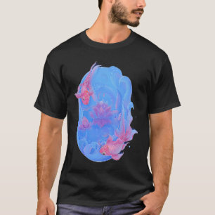 Koi Fish Lotus Water Lily Flower Chinese Feng Shui T-Shirt