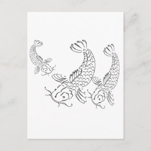 Koi fish modern design black white postcard