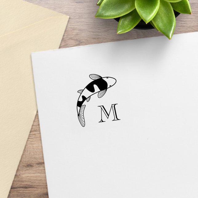 Koi Fish Monogram Initial 1x1 Rubber Stamp (Creator Uploaded)