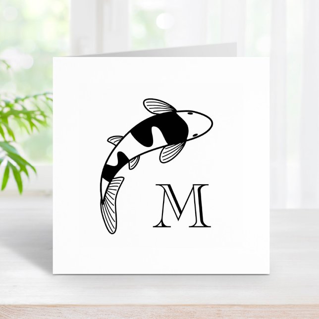 Koi Fish Monogram Initial Rubber Stamp (Creator Uploaded)