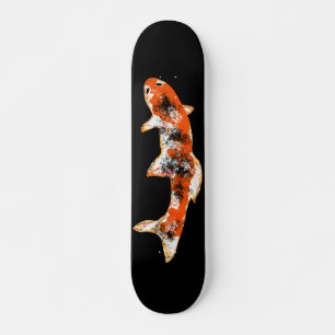 Koi Fish on Black Skateboard