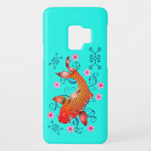 Koi fish oriental floral turquoise orange Case-Mate samsung galaxy s9 case