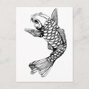 Koi Fish Outline Postcard