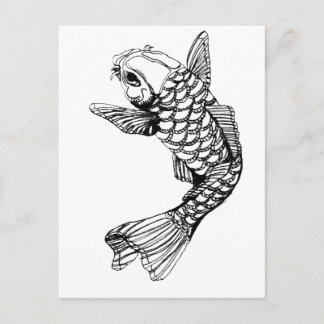 Koi Fish Outline Postcard
