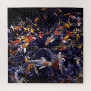 KOI FISH OVER FLOWING JIGSAW PUZZLE