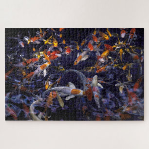KOI FISH OVER FLOWING JIGSAW PUZZLE