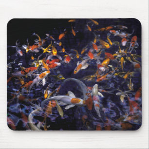 KOI FISH OVER FLOWING MOUSE PAD