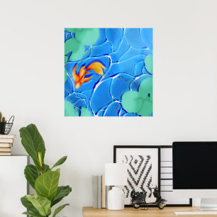 Koi Fish Pond Blue Water Garden Wall Art Poster