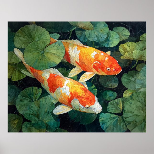 Koi Fish Pond Lily Pads Poster (Front)