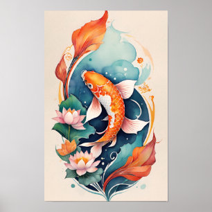 Koi Fish Pond Nature Lovers Koi                    Poster