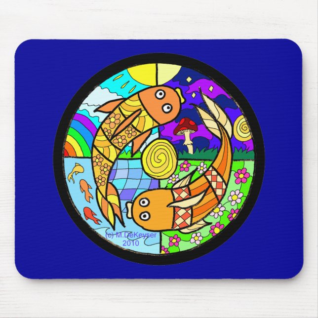 Koi Fish Pyschedelic Elemental Mandela Mouse Pad (Front)