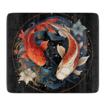 Koi Fish Red White Ying Yang Japanese Water Flow