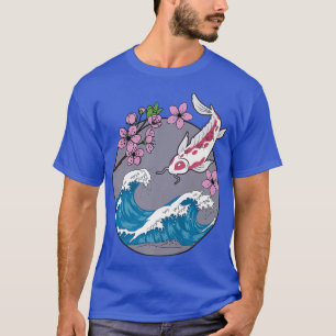 Koi Fish Sakura Cherry Blossom Retro Japanese  T-Shirt