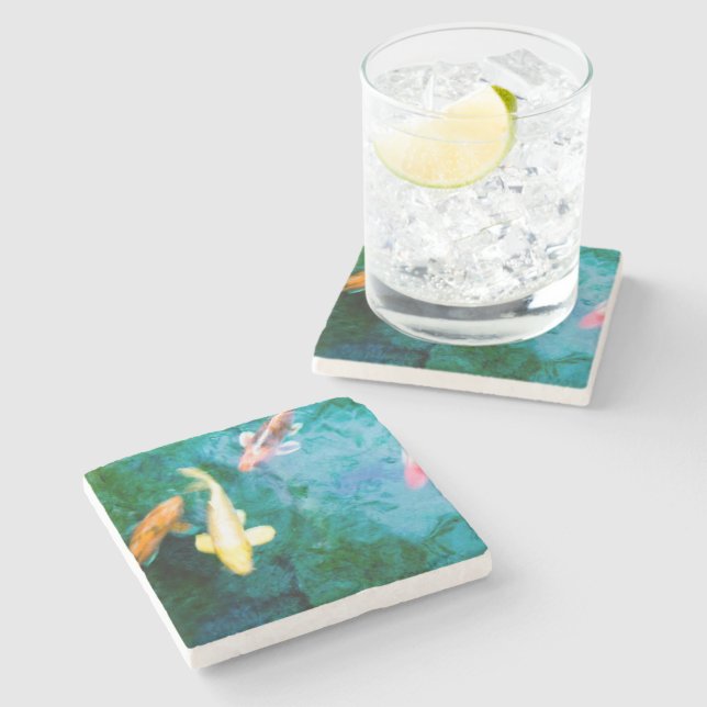 Koi Fish  Stone Coaster (Side)