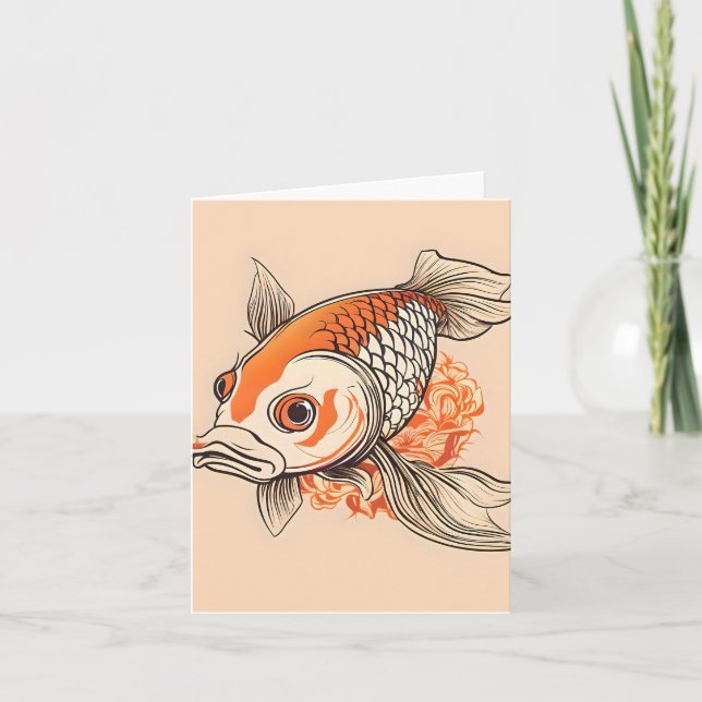 Koi Fish Study C Folded Greeting Card (Front)
