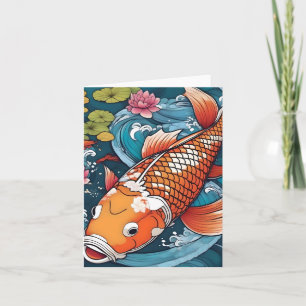 Koi Fish Study I Folded Greeting Card