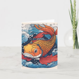 Koi Fish Study J Folded Greeting Card