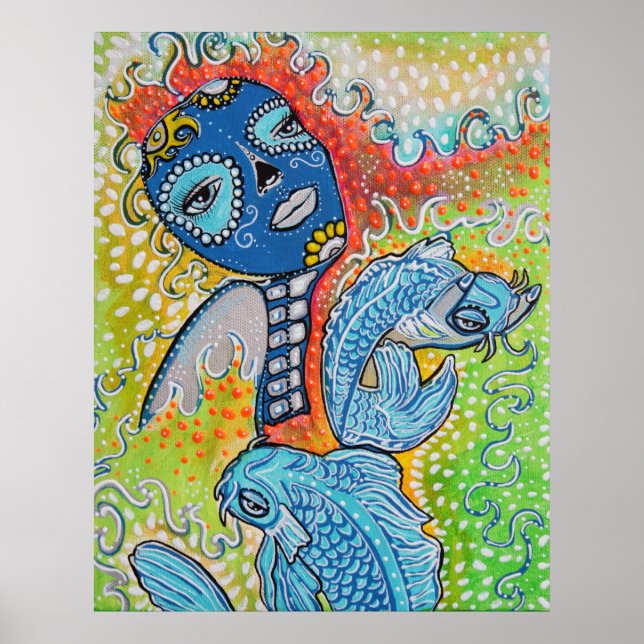 Koi Fish Sugar Skull Poster (Front)