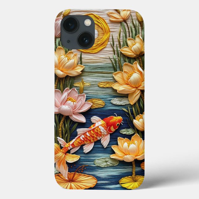 Koi Fish Surrounded by Lotus Flowers Case-Mate iPhone Case (Back)