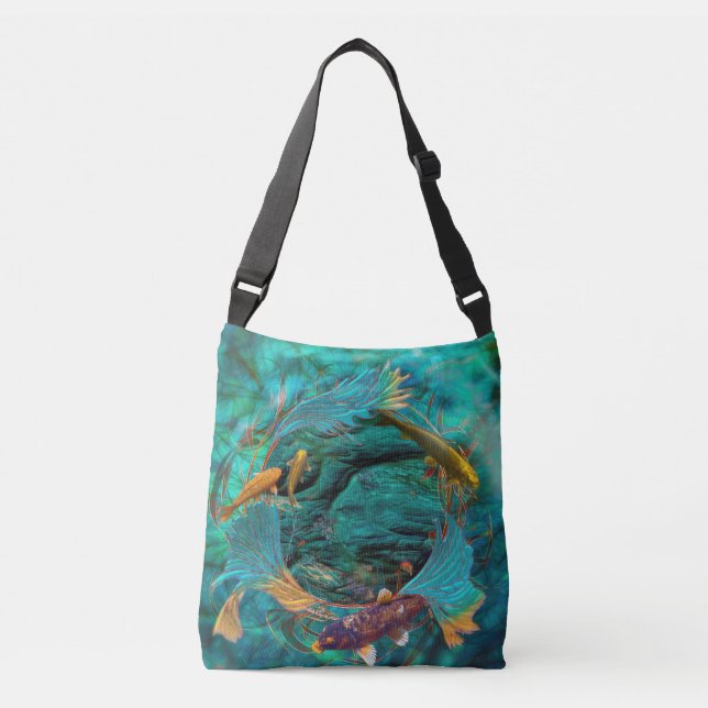 Koi Fish "SWIMMING IN PEACE" Crossbody Bag (Front)