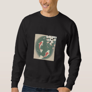 Koi fish swimming in pond with cherry blossom flow sweatshirt