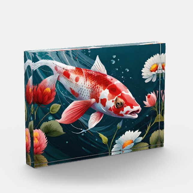 Koi Fish Taiji Japanese Art Koi Fish Painting Photo Block (Left)