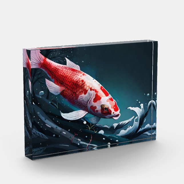Koi Fish Taiji Japanese Art Koi Fish Pond Photo Block (Left)