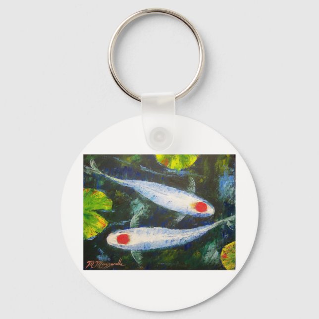 Koi Fish Tancho Kohaku Key Ring (Front)