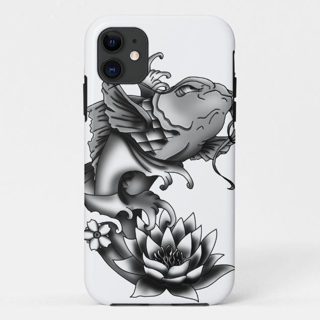 Koi fish tattoo design with lotus and cherry Case-Mate iPhone case (Back)