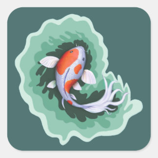 Koi Fish Themed Square Sticker