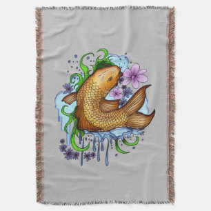 Koi Fish Throw Blanket