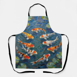 Koi Fish Water Lilies Impressionist Pond Apron