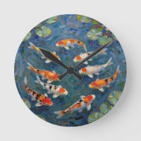 Koi Fish Water Lilies Impressionist Pond