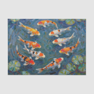 Koi Fish Water Lilies Impressionist Pond Tissue Paper