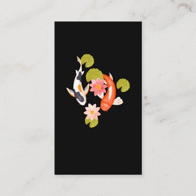 Koi Fish Water Lily Japanese Carp Fishfarming Business Card (Front)