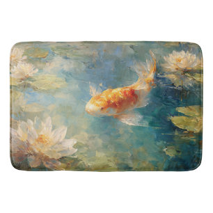 Koi Fish Water Lily Pond Bath Mat