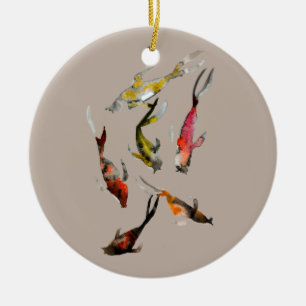 Koi fish watercolor  ceramic ornament