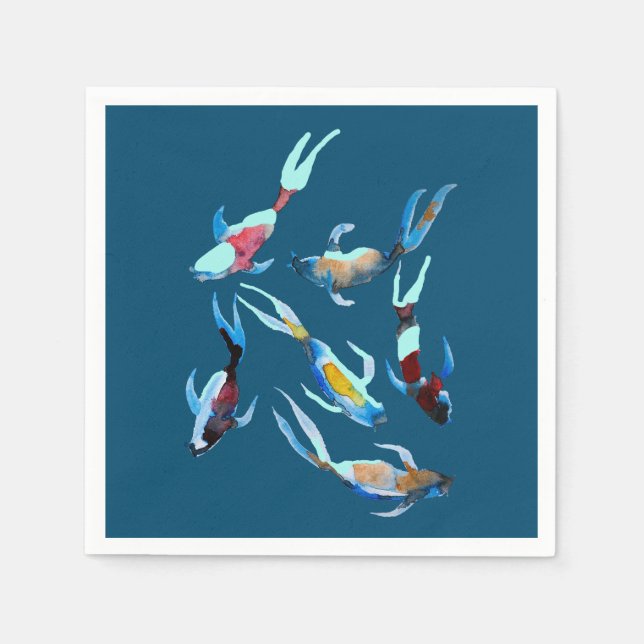 koi Fish watercolor Japanese art Napkin (Front)