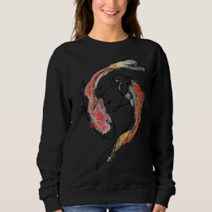 Koi Fish Watercolor Japanese Art Yin Yang Koi Fish Sweatshirt