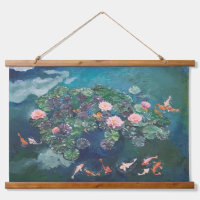 Koi Fish Waterlilies Painting Tapestry