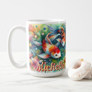 Koi Fish Whimsical Watercolor Orange Personalised Coffee Mug