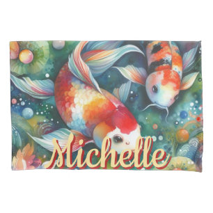 Koi Fish Whimsical Watercolor Personalised Pillowcase