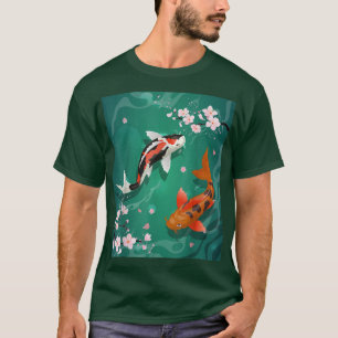 Koi Fish with Cherry Blossom Sakura Flower Japanes T-Shirt