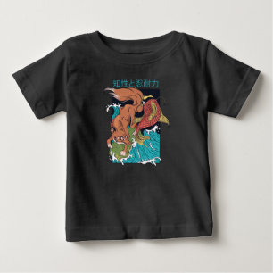 Koi Fish with Fox Japanese Style Design Baby T-Shirt