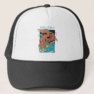 Koi Fish with Fox Japanese Style Design Trucker Hat